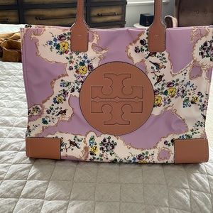 Tory Burch Floral Tote with Leather